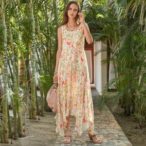 Sundance Natural World Yellow Botanical Maxi Dress 12